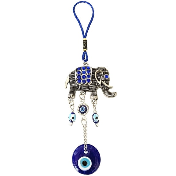 Blue Evil Eye Lucky Elephant Amulet Wall Hanging Decorative Charm Blessing Gift - Retro Design