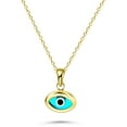 Blue Evil Eye Necklace in 14 Karat Solid Gold Protection Necklace for