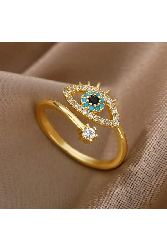 Blue Evil Eye Rings,Eyes of Horus for Women Open Adjustable Ring (Adjustable Rings)