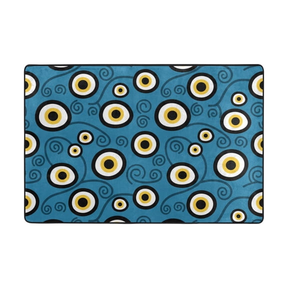 Blue Evil Eye Rug 36x24in Memory Foam Absorbent Non Slip Plush for Bathroom Kitchen Entryway