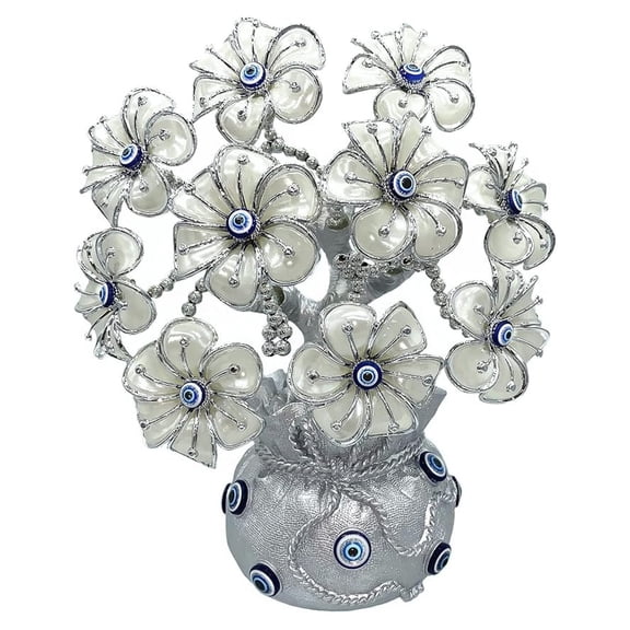 Blue Evil Eye Tree with Flowers in Wealth Bag Home Office Decor Protection for Any Purpose T4