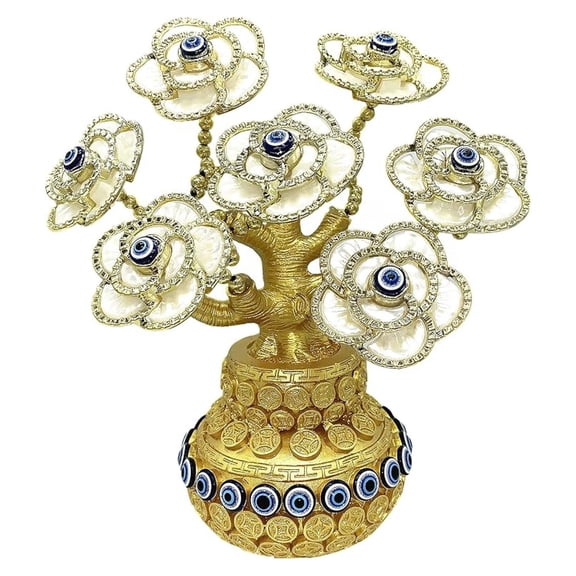 Blue Evil Eye Turkish Nazar Tree in Money Pot Design Protection Home Decor for All occassion-T16