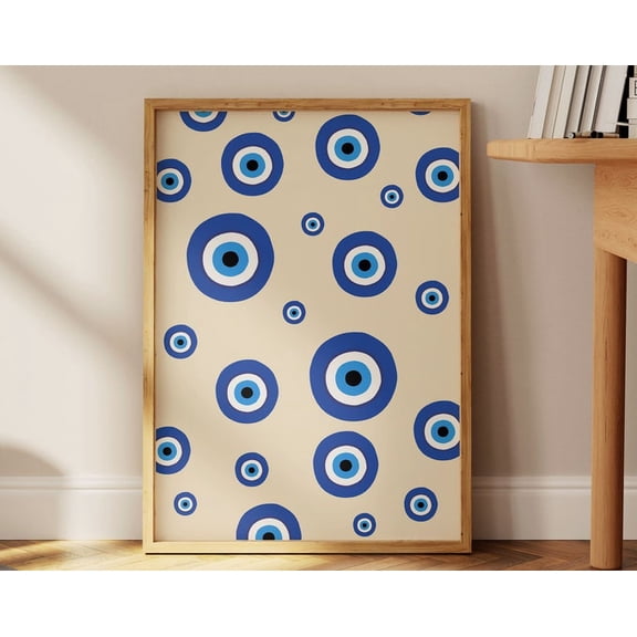 Blue Evil Eye Wall Art Print, Unframed Paper Poster 8x10in