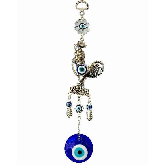 Blue Evil Eye with Rooster Design Wall or Car Hanging Decor Amulet for Protection