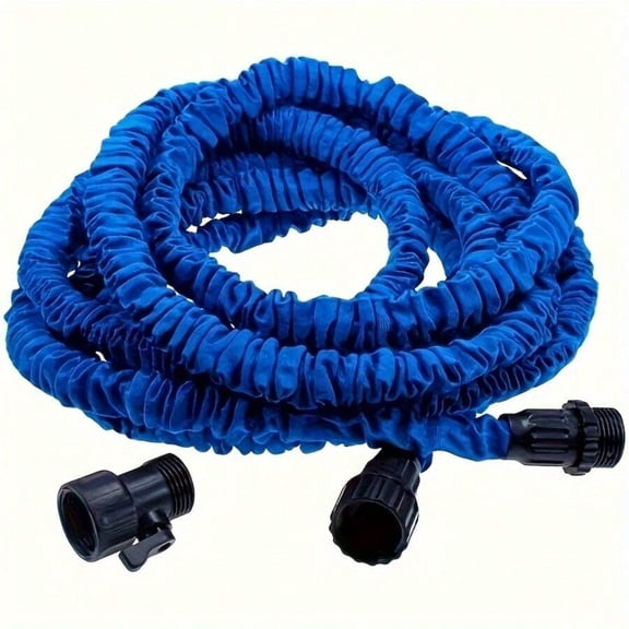 Blue Expandable Garden Hose With Connectors, 25ft Flexible Watering Hose For Lawn Car Wash