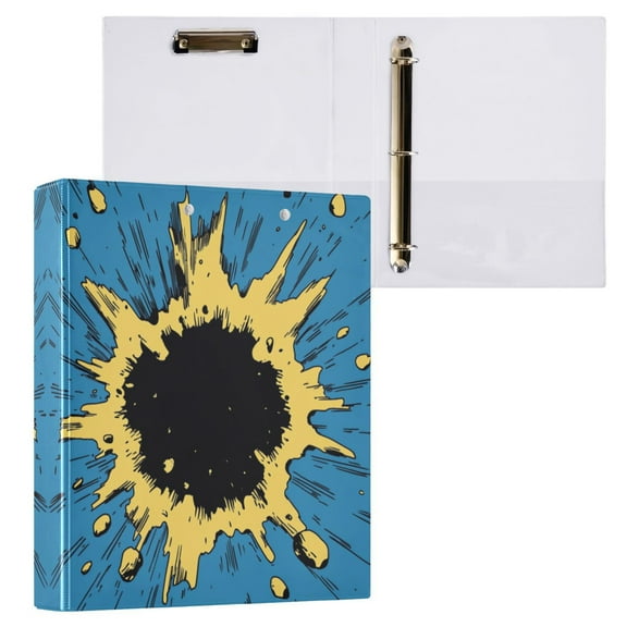 Blue Explosion Hole 3 Ring Hardcover Binders 1.5in Round Rings for Letter-Size Folder Paper Organizer Pockets for Office Student Recipe
