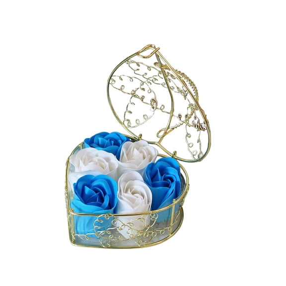 Blue Exquisite Soap Flower Ornament With Frame Structure For Long-Lasting Decorative State On Desktops Or Shelves