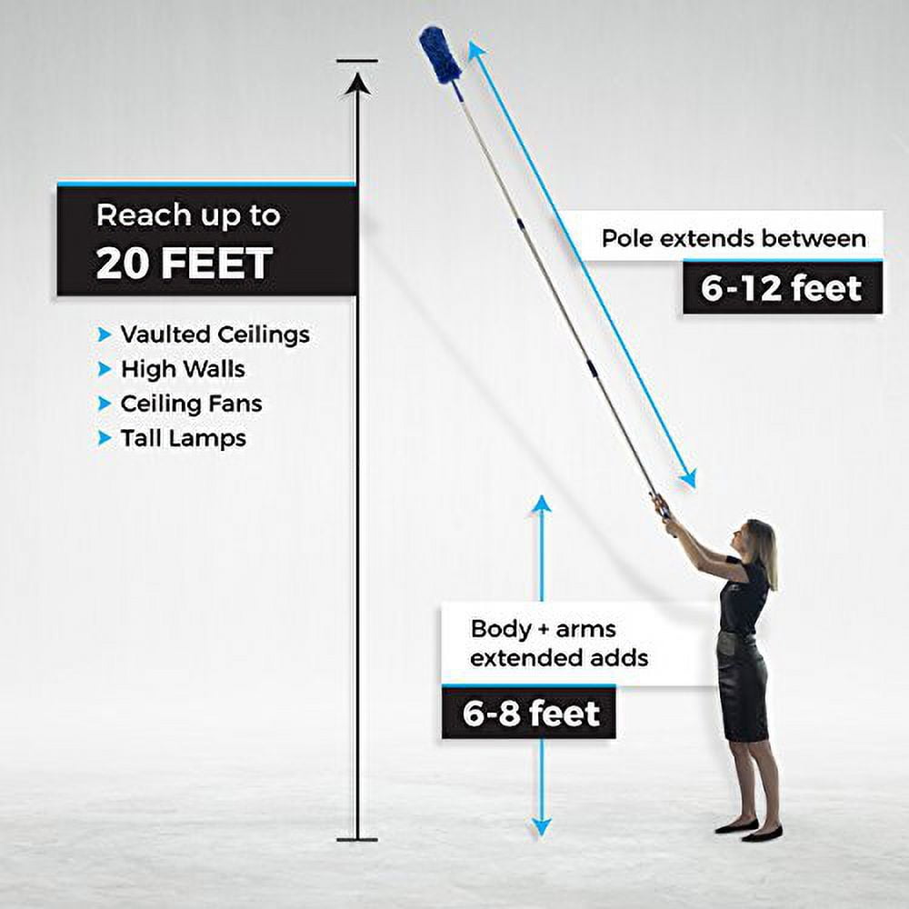 Blue Extension Rod Ceiling Duster with 18-20 feet Reach 3-Stage ...