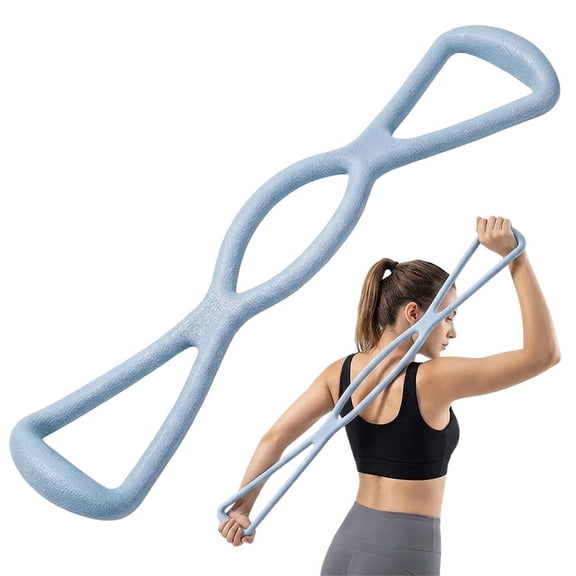 Blue Extra-Long Figure-8 Resistance Band with Handles — Silicone Fitness Band for Arm, Back, and Shoulder Training, Yoga, Pilates, and Home Fitness (1 Piece)