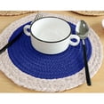 thumbnail image 1 of Blue Extra Thick Woven Trivet Round Placemats Natural Cotton Hot Potholder Mat Heat Resistant - 9"x9" 1 Piece - Navy Blue, 1 of 5