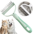 thumbnail image 1 of Blue Extra Wide Double Sided Pet Grooming Brush for Dogs & Cats, Dematting Comb & Undercoat Rake Effective Deshedding Tool Removes Loose Fur Tangles, 1 of 9