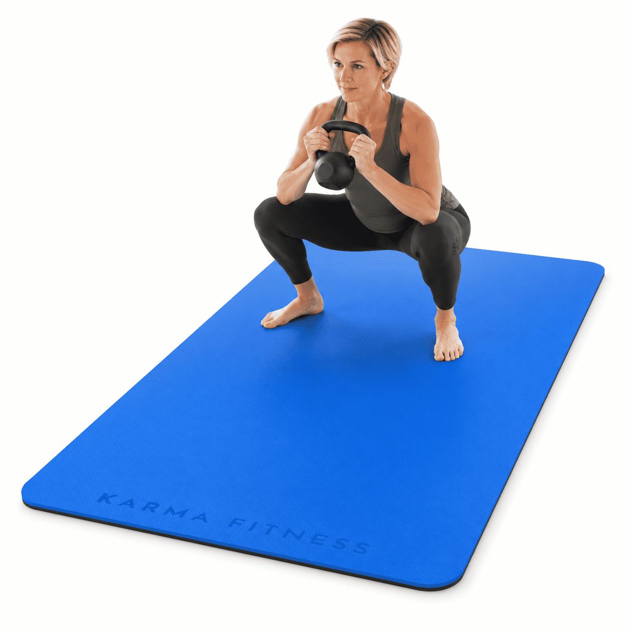 Blue Extra Wide Thick Yoga Mat 72x32 Inches for Home and Outdoor ...