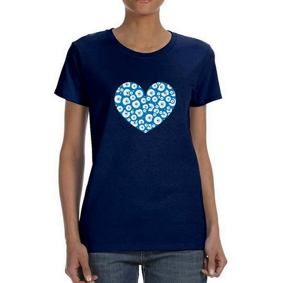 Blue Eye Heart Shaped T-Shirt Women -Image by Shutterstock, Female Medium