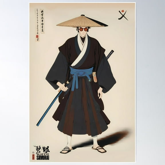 Blue Eye Samurai Mizu Retro Vintage Poster Print Poster Wall Art, Modern Wall Decor For Living Room Bedroom, 8x12 UNFRAMED