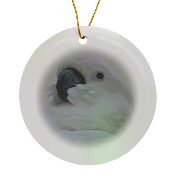 3drose, Blue Eyed Cockatoo Nerdy Face Vector Art, Circle Porcelain Ornament