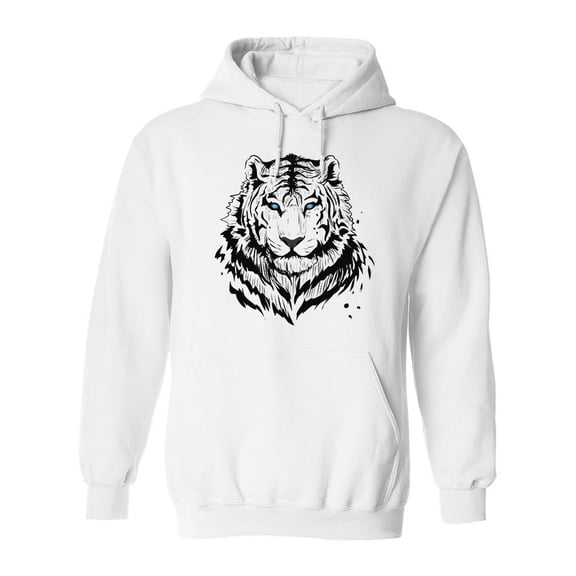 Blue Eyed Tiger Hoodie Men - Men Hoodie, White, Small