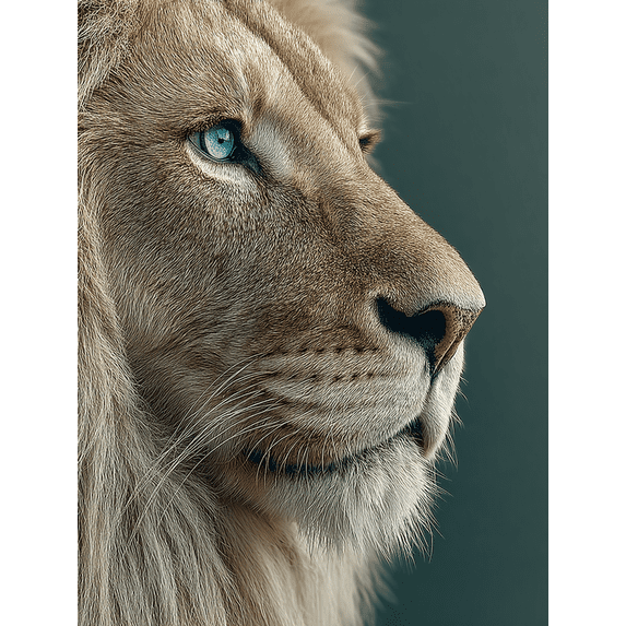 Blue Eyed Wild Lion Canvas Wall Art, Wildlife Portrait Print, Modern Home Wall Decor