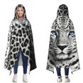 thumbnail image 1 of Blue Eyes Leopard Wearable Blanket Hoodies for Women Men Adults Leopard Lovers Soft Lightweight Cool Black And White Leopards Hooded Blankets for Couch Bed Decor 50x60 Inch, 1 of 5