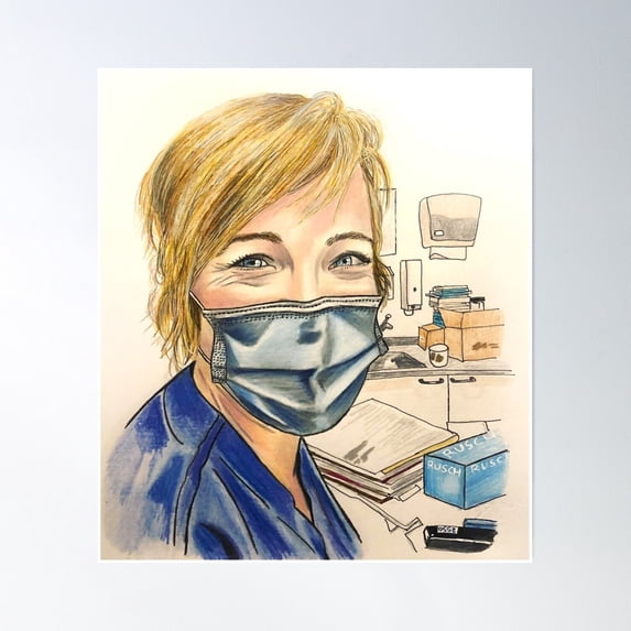 Blue Eyes Nurse Poster Wall Art, Modern Wall Decor, 12x18 UNFRAMED