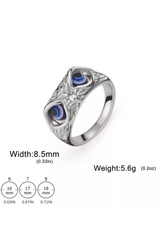 Blue Eyes Owl Stainless Steel Ring Finger Rings Animal Jewelry Christmas Gift