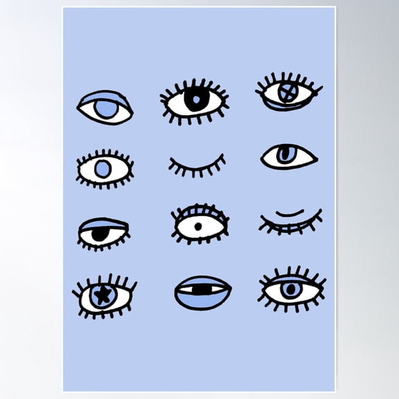 Blue Eyes Pattern Poster Wall Art, Modern Wall Decor For Living Room Bedroom, 8x12 UNFRAMED
