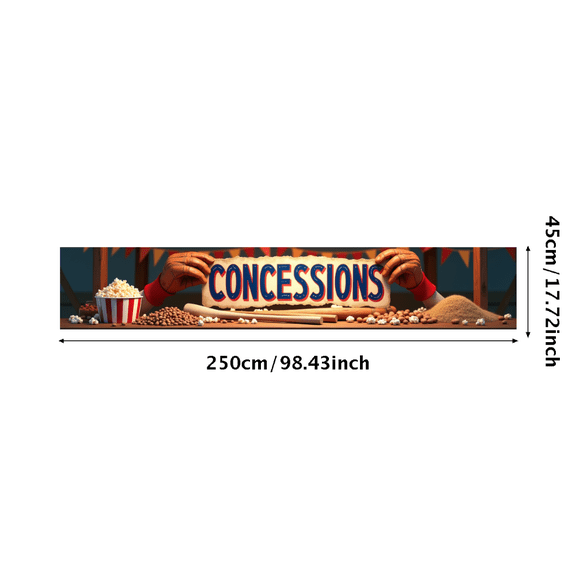 Blue Fabric Concessions Banner with Leather Glove Elements Party Decoration Backdrop for Carnival Events Festival Stalls Popcorn Stands and Fair Booths