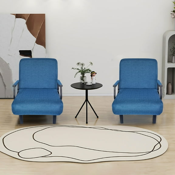 Blue Fabric Convertible Chair Bed - Comfortable Padding, Adjustable Locking, Ideal For Small , Apartments And Offices Lounge Fabric, Metal Construction, Use