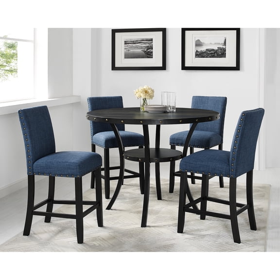Blue Fabric Counter Stools Of 2. Hardwood. Nailhead Trim. Linen & Cotton. Dark . Easy To Spot Clean 2 Height Seating. Hardwood Frame. Fabric. Finish. Instruction Provided