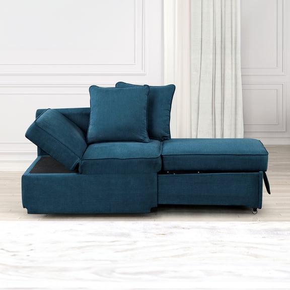 Blue Fabric Finish - Pull-Out Seat with Storage - Living Space - Configurable Setup