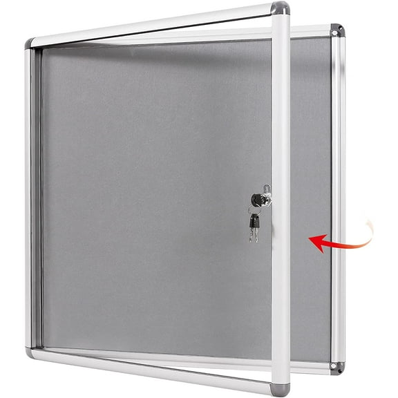 Blue Fabric Lockable Noticeboard Enclosed Pin Bulletin Board Glass Display Case for Wall Office School 6xA4
