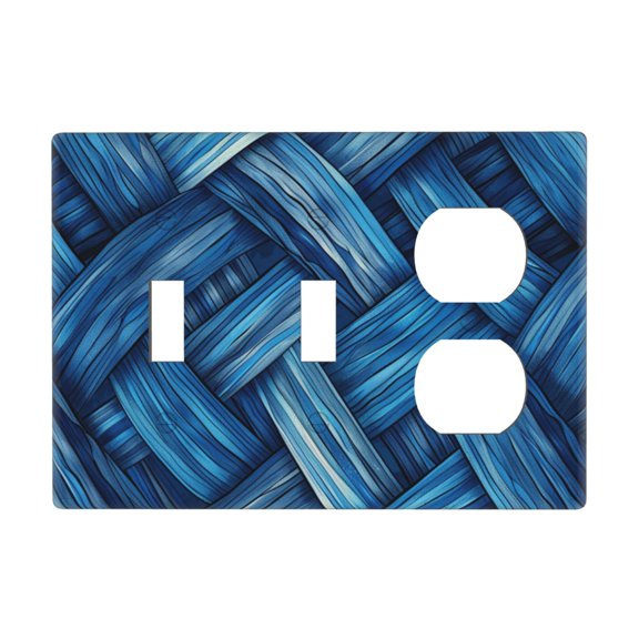 Blue Fabric Mix Drawing Style 3 Gang Toggle Light Switch Cover Decorative Switch Plates and Outlet Covers Wall Plates for Electrical Kitchen Home Office Art Decor