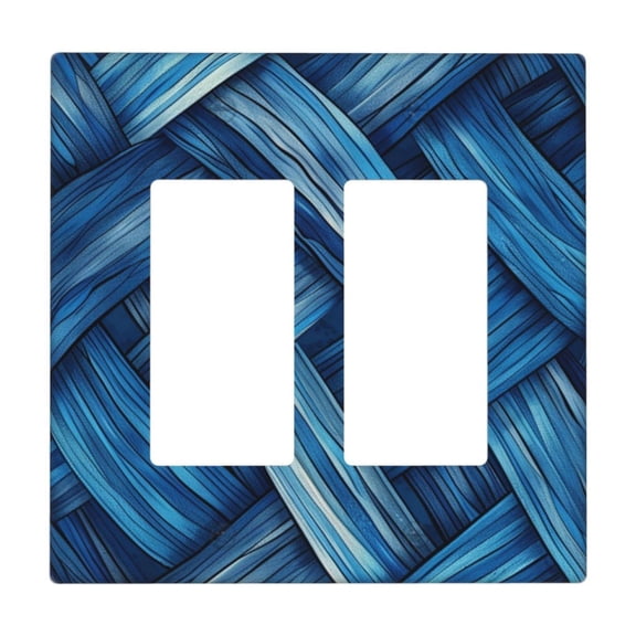 Blue Fabric Mix Drawing Style Light Switch Cover Decorative Switch Plates and Outlet Covers Wall Plate for Electrical Kitchen Home Office Art Decor Mid-size