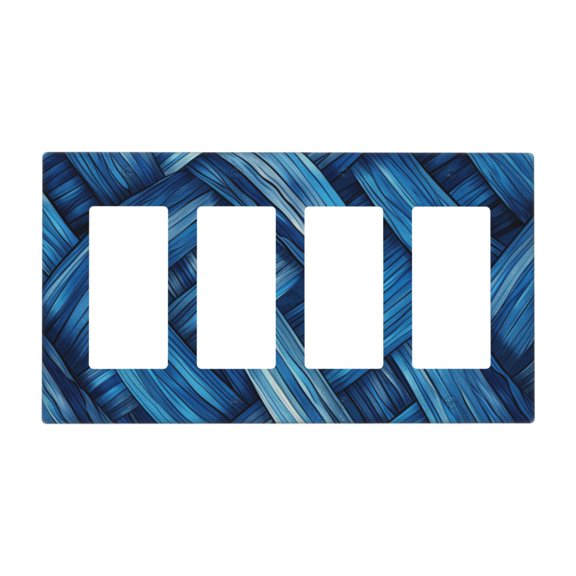 Blue Fabric Mix Drawing Style Light Switch Cover Decorative Switch Plates and Outlet Covers Wall Plates for Electrical Kitchen Home Office Art Decor