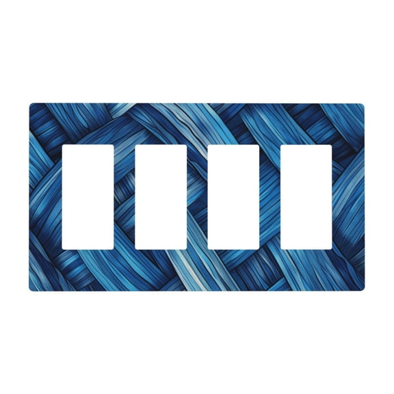 Blue Fabric Mix Drawing Style Light Switch Cover Decorative Switch Plates and Outlet Covers Wall Plates for Electrical Kitchen Home Office Art Decor