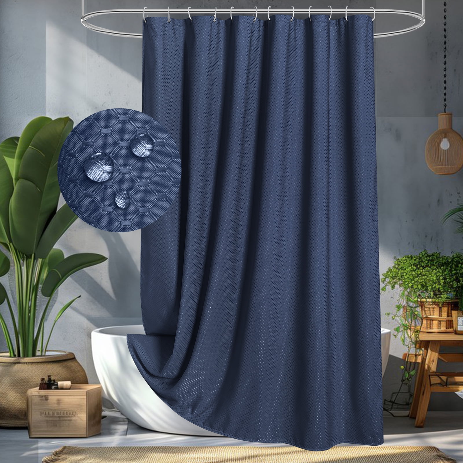 Inosoo Heavyweight Waffle Weave Shower Curtain, Water-Repellent, 72x72 ...