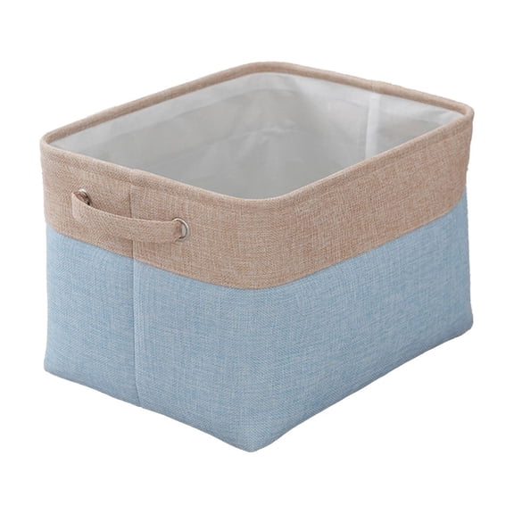 Blue Fabric Storage Bins Organizer Baskets Foldable Clothes Toy Storage With Built-In Carry Handles Multi-Purpose Use Soft Flexible Material For Shelves Closets 14.96X11.02X9.45In
