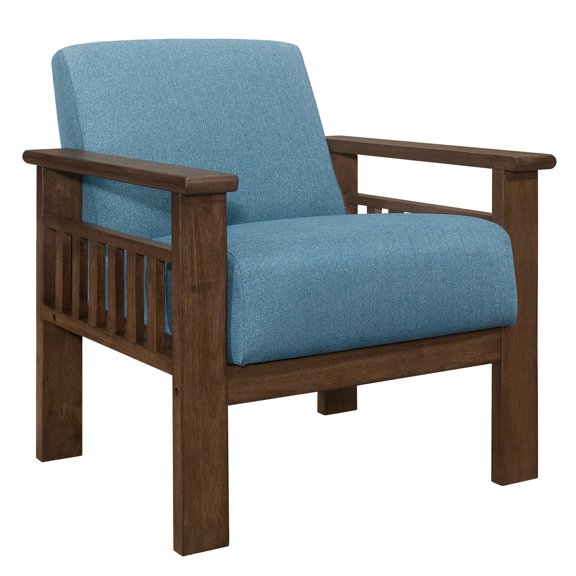 Blue Fabric Upholstered | Arts & Crafts Inspired Seating | Comfortable and Functional Addition to Home