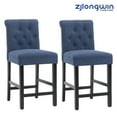 thumbnail image 1 of Blue Fabric Upholstered Counter Height Barstool Dining Chairs with Button-Tufted , Set of 2, 1 of 6