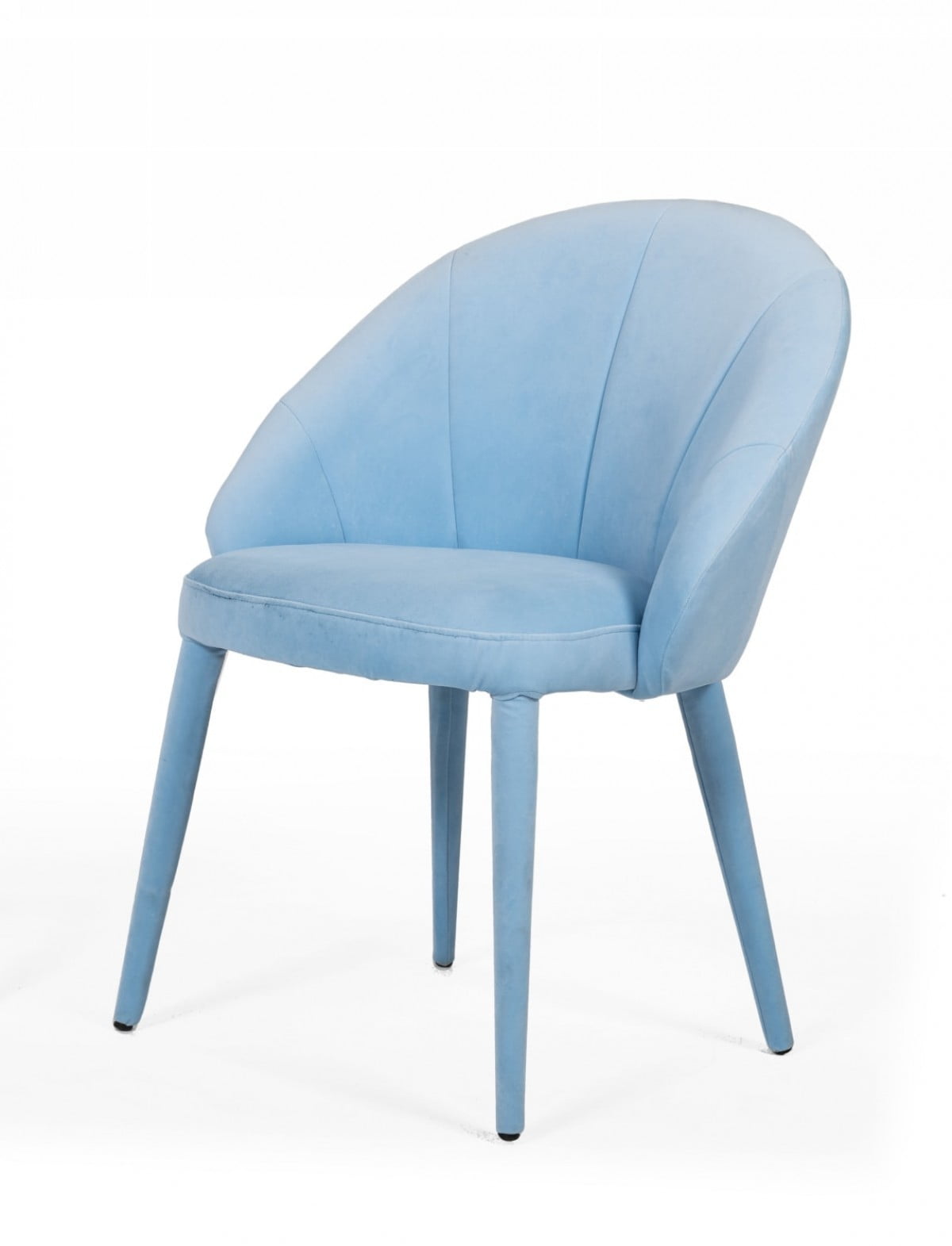 Blue Upholstered Wing Back Dining Chair with Solid Wood Legs