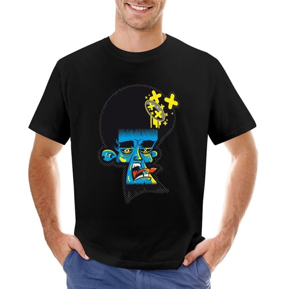 Blue Face Cartoon Man Men’s Graphic T-shirt Vintage Short Sleeve Sport Tee Black 5XL