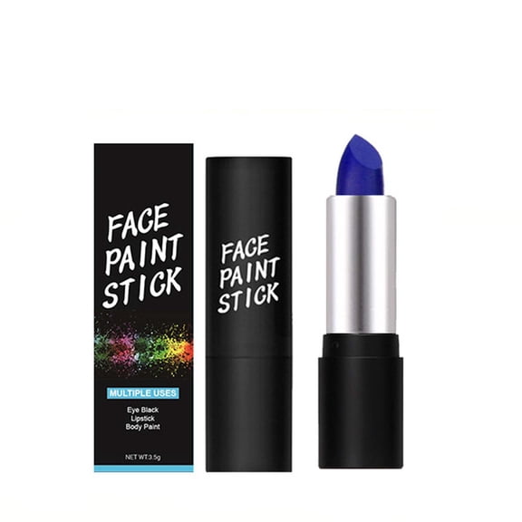 Blue Face Stick 6 Colors Highly Pigmented Creamy Makeup for Stage Performance Halloween Costume Party, Waterproof Long Wear, Matte Neon Glow Effects