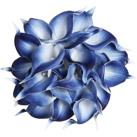 Blue Fake Calla Lily Flowers Real Touch Blue Calla Lily Faux Flowers Arrangement Bouquet for Home Garden Office Party Wedding Bouquet Centerpieces Flower Home Decoration (Blue)