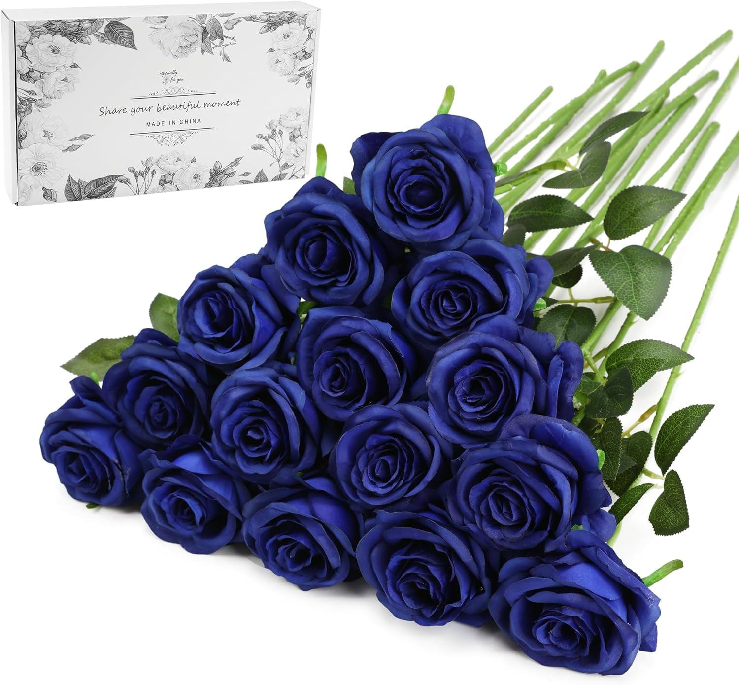 Blue Fake Roses Artificial Flowers - Fake Artificial Roses Silk Flowers ...