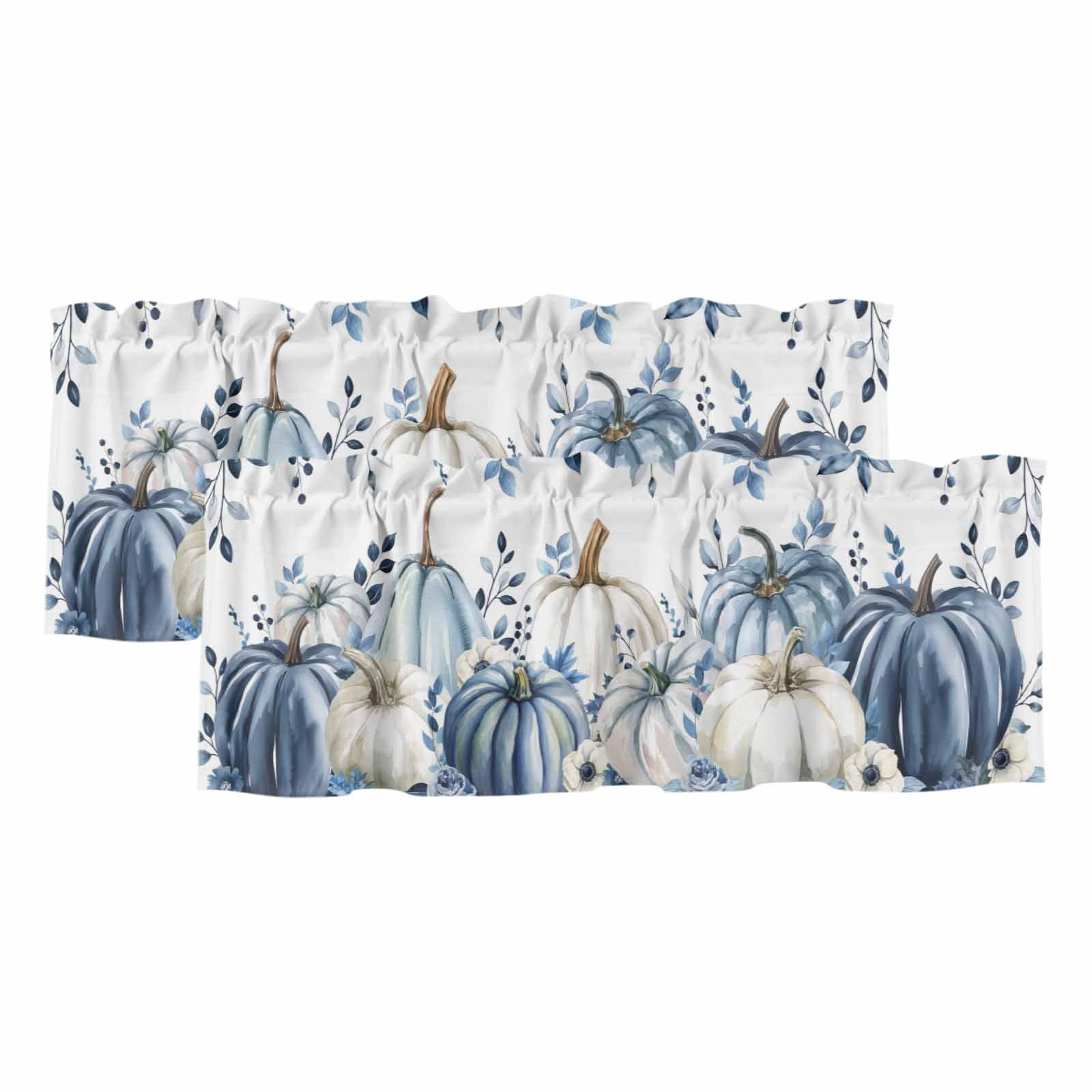 Blue Fall Curtain Valances for Windows, Kitchen Valance Window ...