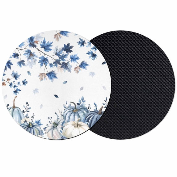 Blue Fall Pumpkins Coasters Set of 2, Absorbent Coasters for Drinks, Maple Leaf Tree Thanksgiving Autumn Coaster for Desk Coffee Table Protection, Home Decor House Warming Gifts 4"
