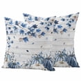 thumbnail image 1 of Blue Fall Pumpkins Outdoor Waterproof Pillow Covers, Thanksgiving Maple Leaf Tree Vintage Decorative Square Throw Pillowcase Sofa Cushion Sham for Patio/Couch/Chair, 18"x18" 2 Pack, 1 of 8