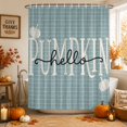 thumbnail image 1 of Blue Fall Pumpkins Shower Curtains for Bathroom, Thanksgiving Autumn Modern Plaid Waterproof Fabric Shower Curtain, Decorative Bathroom Curtain for Bathtub, 36"x72", No Hooks Included, 1 of 9
