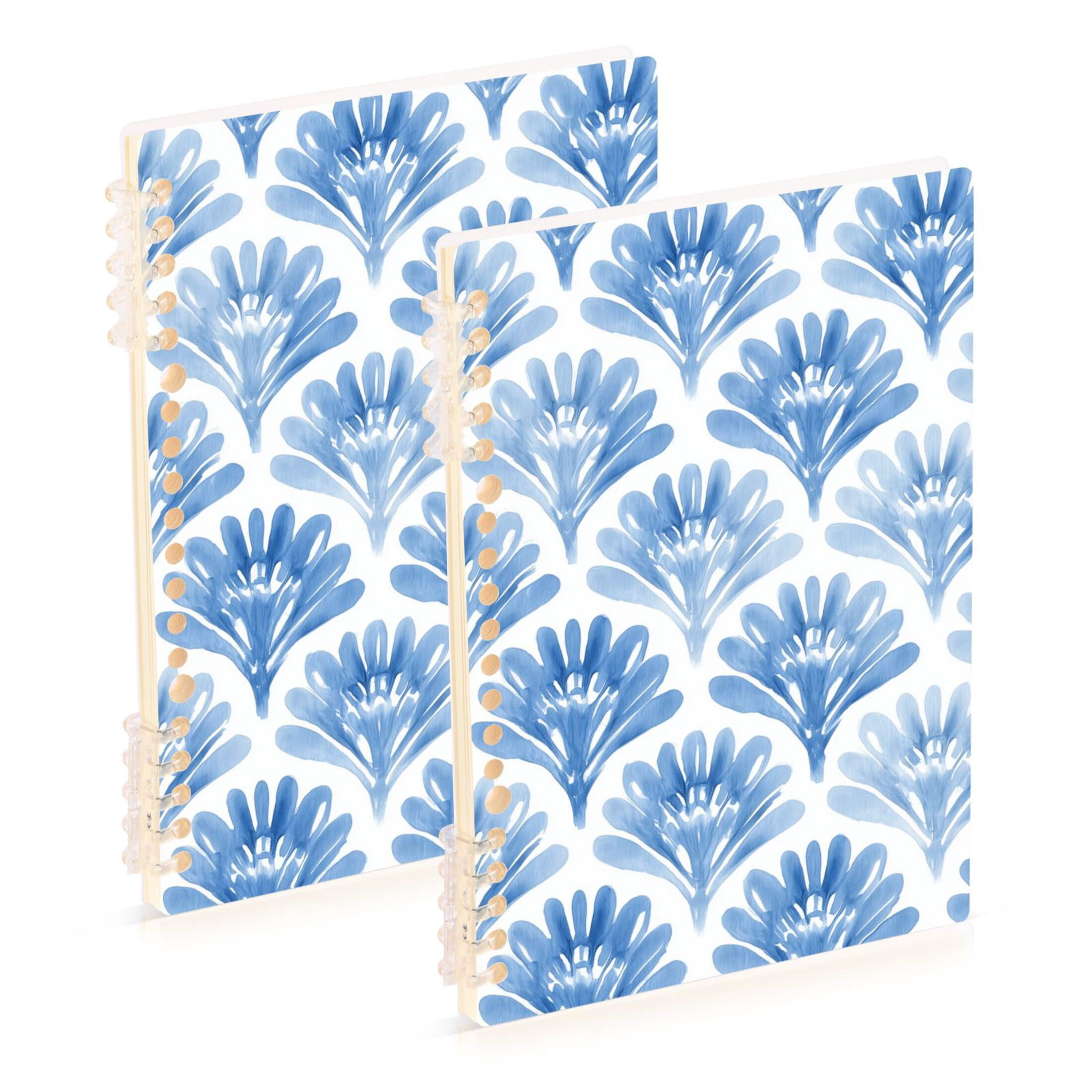 Blue Fan Pattern Watercolor Notebook Detachable Coil Notebook Diary ...