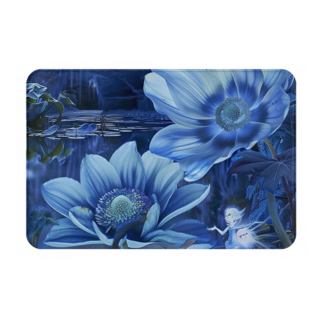 Blue Fantasy Moonlit Water Lilies and Fairies Flannel absorbent ultra
