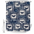 thumbnail image 1 of Blue Farm Animal Shower Curtain, Waterproof Shower Curtains for Bathroom, Vintage Butterfly Tie-dye Painting Art Washable Fabric Bathtub Curtain Set Bath Decor with 12 Hooks Long 72"x84", 1 of 8